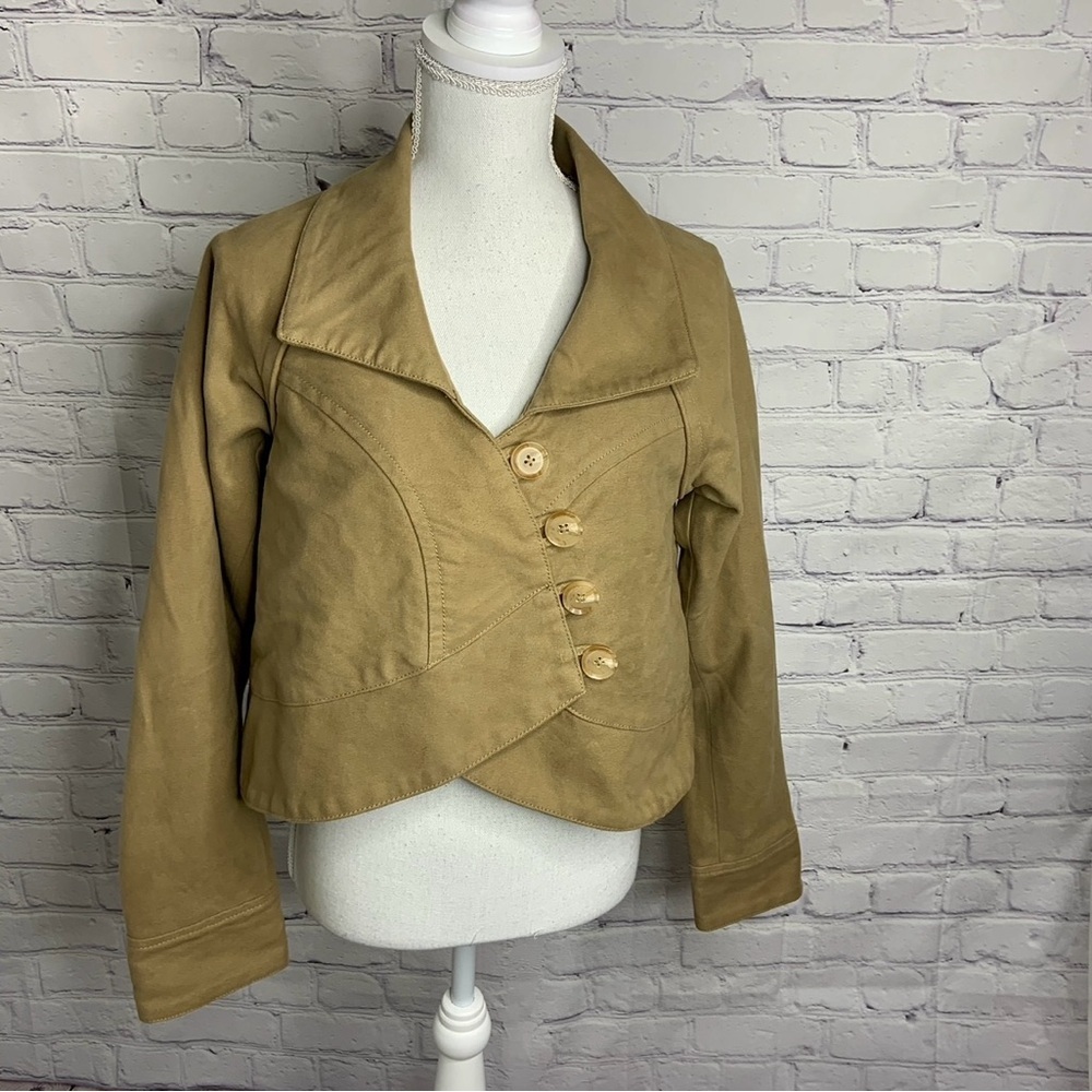 Anthropologie Pins And Needles Tan Cropped Blazer Medium